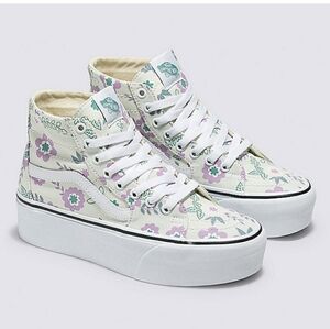Vans Sk8-Hi Tapered Pastel Floral Frosted mint & white Stackform sneakers 9 NWT